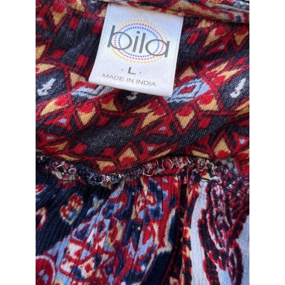 Bila L Womens Boho Print Sleeveless Swing Tank Top Navy/Red EUC - Picture 5 of 6